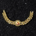 Vergoldetes breites Gliederkette-Armband mit Strasssteinen und Jesus-Anhänger - 8inch / Gold (Rotierendes Porträt)