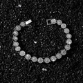 Lussuoso bracciale argento 8mm a maglie tonde con cristalli pavé su pietra nera - Argento - Bracciale (20 cm)