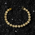 Lussuoso bracciale dorato da 8mm con maglie rotonde e brillanti zirconi bianchi - Oro - Bracciale (20 cm)