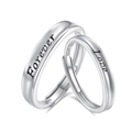 S925 Sterlingsilber verstellbare Paarringe mit Forever Love Gravur auf weißem Hintergrund - Einstellbar Offen / Paar (Forever Love)