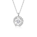 S925 sterling silver necklace featuring a dancing heart pendant with sparkling crystals - Moissanite White Stone Silver
