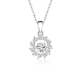 S925 sterling silver sunflower pendant necklace with sparkling moissanite main stone - 925 Silver / Moissanite White Diamond Platinum Color (FDTD-048)