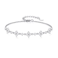 925 silver bracelet featuring five clover charms with sparkling zircon stones on white base - 925 Silver / White Gold
