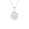 S925 sterling silver heartbeat necklace featuring a floating central zircon and halo design - 925 Silver / White Gold Tone Moissanite