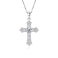 Collar con colgante de cruz vintage hip hop de plata S925 con circonitas brillantes - Plata 925 / Oro Blanco (FDSZJ-001)