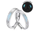 Bagues de couple lumineuses en argent 925 avec texture rocheuse et anneaux réglables - Ouvert Réglable / Paire de Couple (FDJZ-373)