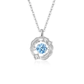 Elegant s925 silver necklace featuring a dancing blue stone and spiral feather pendant - Zirconia Sea Blue Stone Silver