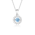 S925 sterling silver windmill necklace featuring a brilliant blue moissanite pendant - 925 Silver / Zirconia Sea Blue Stone Silver