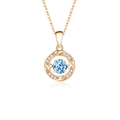 Elegant S925 silver necklace with dancing blue gemstone in rose gold finish - 925 Silver / Rose Gold Color Aquamarine Zirconia