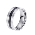 Bague élégante et moderne en acier titane pour homme avec une rayure noire centrale - Taille 5 / Style à une Rayure Noire