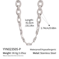 Detailansicht der silbernen Edelstahl Gliederkette mit genauen Maßen und Produktdaten - Yyn023505-p