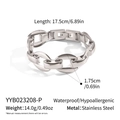 Detailansicht eines 17,5 cm silbernen Edelstahl-Gliederkettenarmbands mit Produktmaßen - Yyb023208-p