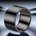 Macro view of 10mm black titanium steel ring showing brushed and polished finish - Size 6 / Black (10mm)