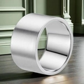 Close-up of a 10mm wide brushed stainless steel ring for men with polished interior. - Size 6 / Steel (10mm)