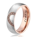 Anillo bicolor de acero inoxidable con engaste de corazón e inscripción I LOVE YOU - US 5 / Corazón Zirconia-Mujer(2-E-1)