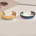 Adjustable 6mm stainless steel C-shaped open bracelets in various metallic finishes - Minimalist Polished C-Shaped (Multicolor) / 6mm Width