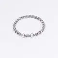 Premium braided stainless steel wheat chain bracelet in silver finish, 17cm length - Dragon Bone Bracelet (29-A-9) / 17cm (6mm) / Steel