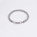 Elegant silver-tone stainless steel wheat chain bracelet for men and women, 19cm length - 19cm (6mm)