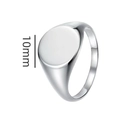Anillo de sello minimalista de acero inoxidable con cara redonda y pulida de 10mm - Talla 6 / Estilo Redondo de Acero (16-A-6)