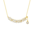 Elegant S925 silver wheat ear necklace with cubic zirconia pendant and gold finish - 925 Silver / Gold