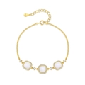 S925 silver bracelet with white shell squares and gold finish for elegant women - 925 Silver / Gold