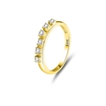 Elegante anillo asimétrico de plata S925 chapado en oro con seis diamantes brillantes - US 5 / Oro Amarillo