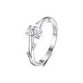 S925 sterling zilveren ring met ovale edelsteen en bladvormige takaccenten - US 5 / Witgoud