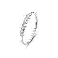 Minimalist S925 sterling silver ring with seven sparkling round zircon crystals - US 5 / White Gold