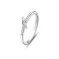 Eleganter S925 Sterlingsilber Ring mit Marquiseschliff Kristall und Seitensteinen - US 5 / Weißgold