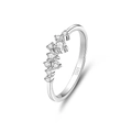 Funkelnder Ring aus 925er Sterlingsilber mit mehreren runden transparenten Steinen - Größe 7 / Cluster-Mehrstein-Stil (FDJZ-438) / Weißgold
