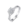 Elegant S925 sterling silver ring with round moissanite and twisted pavé diamond band - Fdjz-445-0.5ct Moissanite (d Color)