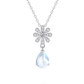 Collana a margherita in argento S925 con pietra di luna a goccia e cristalli lucenti - Argento 925 / Collana-Argento