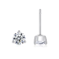 Orecchini a lobo con diamante rotondo taglio brillante a tre griffe in argento 925 - Argento 925 / Stile a 3 Griffe (FDEH-107-Moissanite 4mm Oro Bianco)