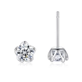Elegante 925 zilveren vijfklauw bloem oorknopjes met schitterende moissanite steen - 925 zilver / Moissanite (5mm Witgoud)