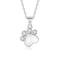 S925 silver cat claw necklace with heart-shaped white chalcedony and zircon stones - 925 Silver / White Gold