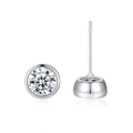 Pendientes de botón bubble en plata S925 y moissanita con piedras redondas muy brillantes - Oro Blanco