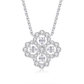 Collana a quadrifoglio in argento sterling S925 con pendente di diamanti scintillanti e pietre - Argento 925 / Oro Bianco