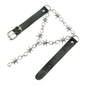 Punk multi-layer leather collar necklace with barbed wire silver chains and buckle - Silver Thorn Necklace