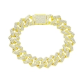 Luxurious gold-plated Cuban link bracelet with sparkling diamond-encrusted rhombic design - 8inch / Bracelet / Gold
