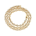 Hip hop flower cluster tennis chain necklace in gold finish with white crystals - Flower Cluster Link Style / Gold Necklace-20inch