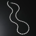 Macro shot of sparkling silver flower link tennis necklace with clear zircon stones - Star Link Style / Silver Necklace-18inch