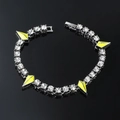 Détail du bracelet tennis en argent avec zircons et pointes en émail jaune - Argent (Huile de Goutte Jaune)