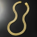 Collier chaîne cubaine hip-hop pour hommes avec strass brillants et fini doré - 18inch / Collier / Or