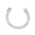 Hip hop iced out silver rhombic bracelet with sparkling full crystal micro-pave - Bracelet / Silver / 8inch