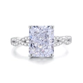 Sparkling S925 silver ring with princess cut cubic zirconia and twisted pave band - US Size 5 / Infinite Twist Shank-White Zirconia (FDJZ-111)