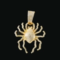 Dettaglio ravvicinato di un ciondolo a forma di ragno dorato con strass scintillanti - Solo Ciondolo (Senza Catena) / Oro