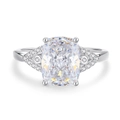 Elegant S925 silver cushion cut sparkling ring with decorative side triangle diamonds - US Size 5 / Hollow Triangle Shank-White Zirconia (FDJZ-450)