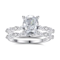 S925 sterling silver bridal ring set featuring oval cut high carbon diamond and marquise stones - Size 5 / Oval Marquise Style (FDJZ-301) / White Gold