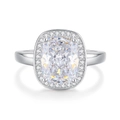 Anello halo in argento S925 con diamante ad alto tenore di carbonio taglio cushion - Cushion Halo Elegante-Zirconia Bianca (FDJZ-453)