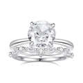 S925 sterling silver bridal ring set featuring a round solitaire and marquise band - Size 5 / Round Cluster Style (FDJZ-304)